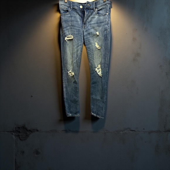 Express Blue Skinny Distressed Jeans - Picture 1 of 5
